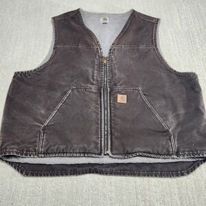 Vintage Carhartt V26 Vest Men 2XL Sandstone Rugged Sherpa Lined Duck Canvas DKB